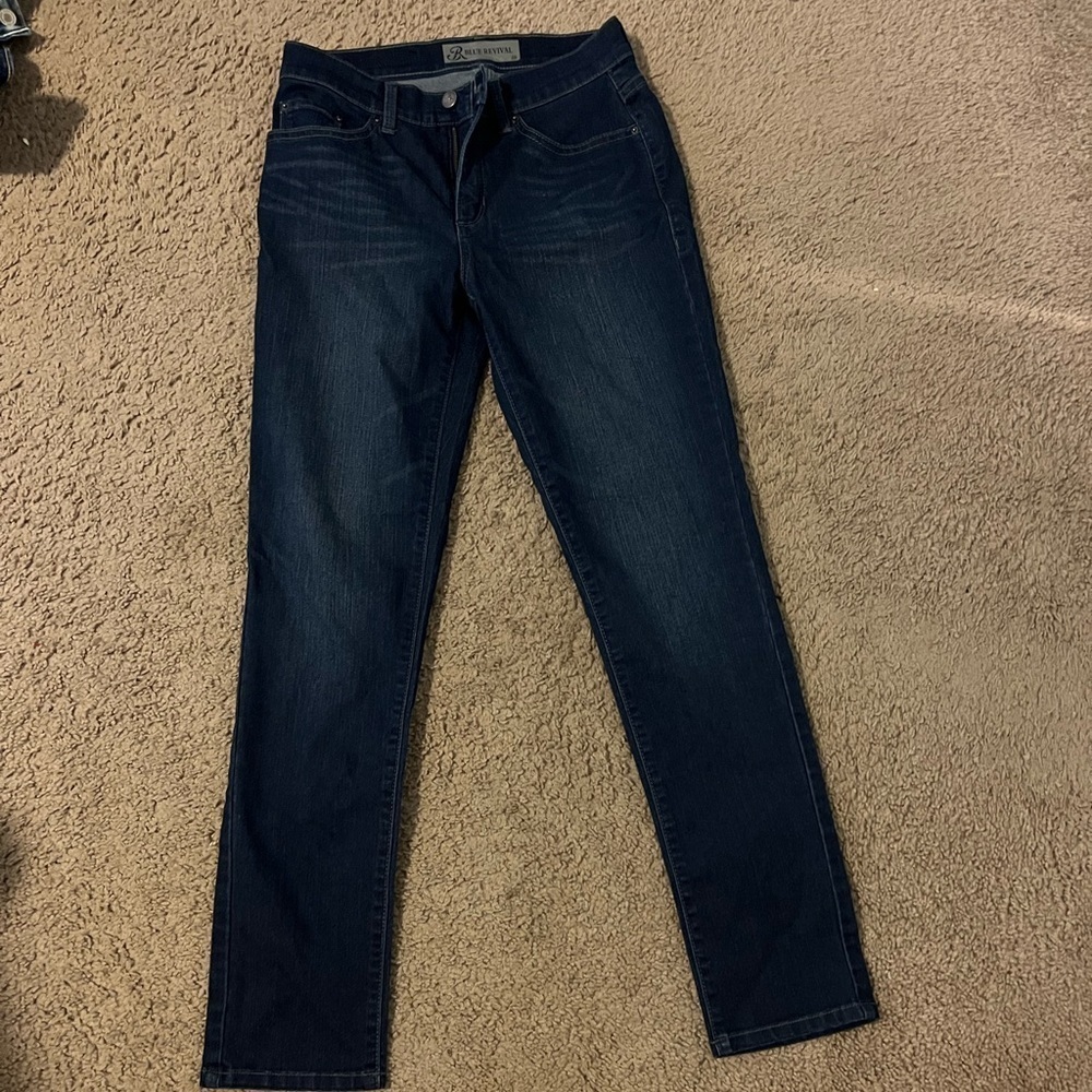 Women's Skinny Jeans In Dark Blue Denim